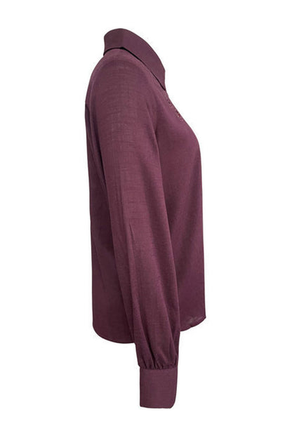 Hollow Out Turndown Collar Blouses(4 Colors)
