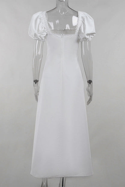 Pocket Lace Up U Neck Long Dresses