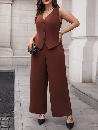 Waistcoat and Pants Suit Set Black