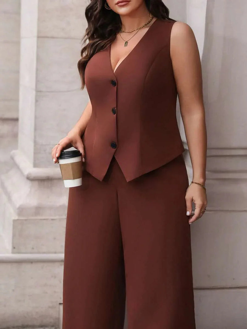 Waistcoat and Pants Suit Set Black