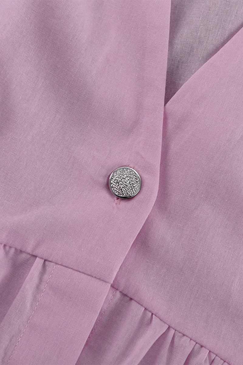Buttons V Neck Sleeveless Two Pieces