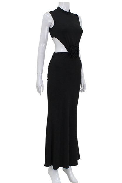 Backless Flower Shape Half a Turtleneck One Step Skirt Dresses
