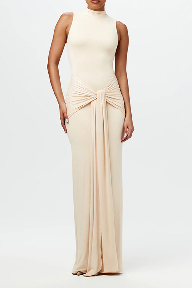 Ruched O Neck Long Dresses(3 Colors)
