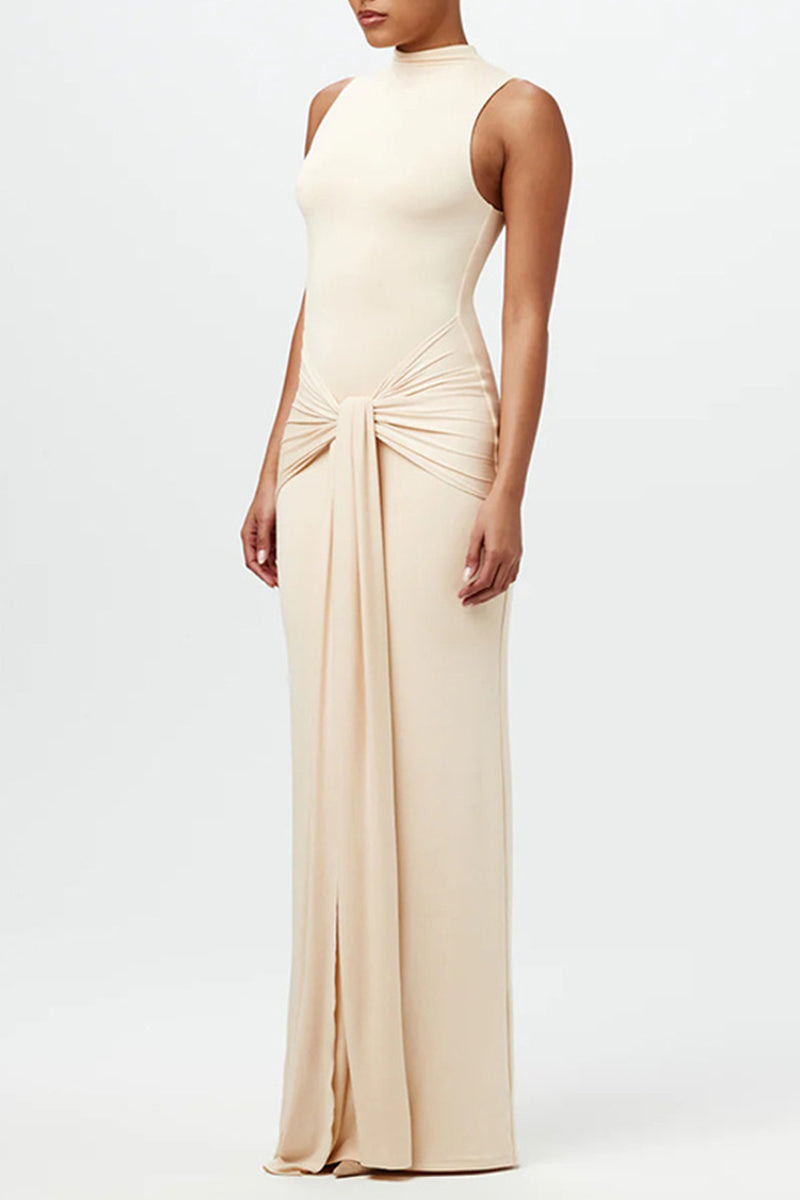 Ruched O Neck Long Dresses(3 Colors)