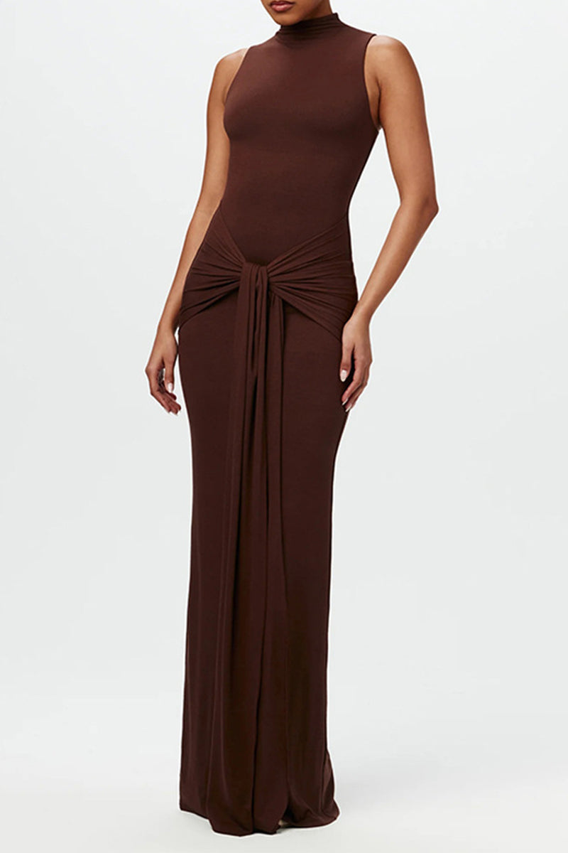 Ruched O Neck Long Dresses(3 Colors)