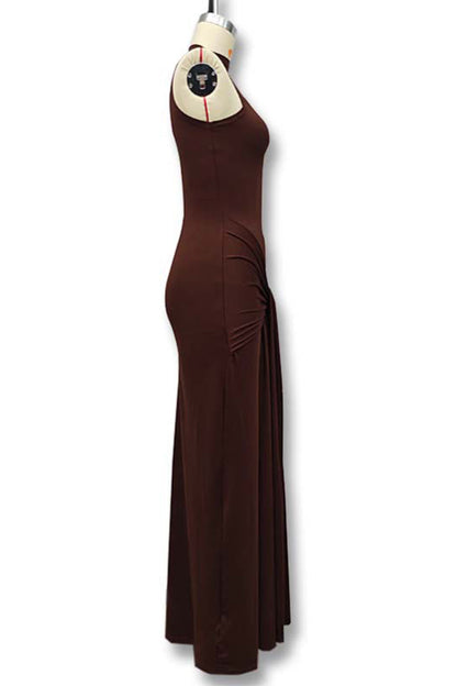 Ruched O Neck Long Dresses(3 Colors)