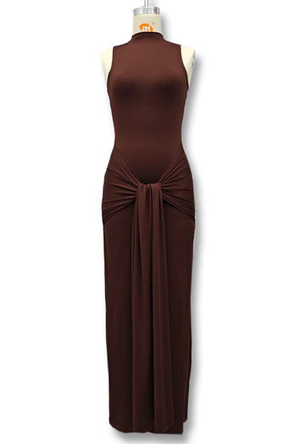Ruched O Neck Long Dresses(3 Colors)