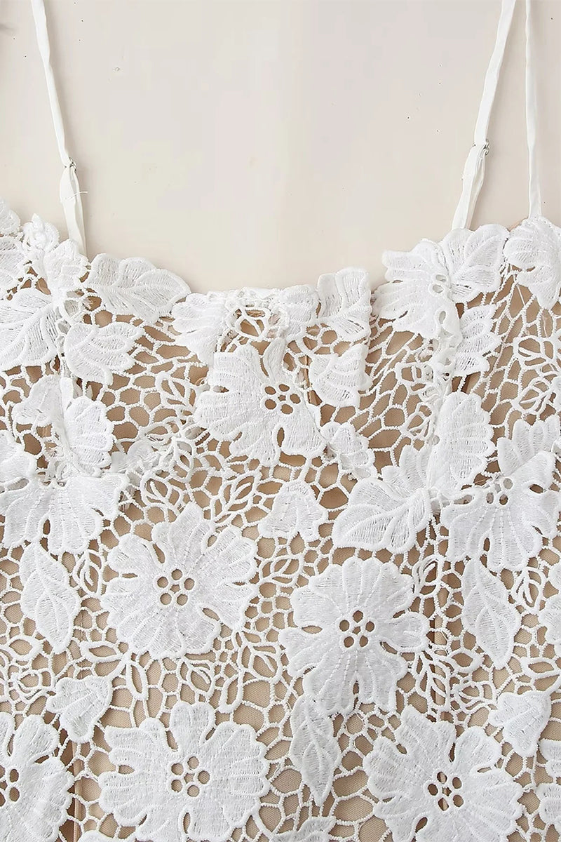 Lace Strap Design V Neck Long Dresses