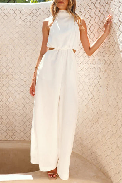 Hollow Out Pocket Halter Loose Jumpsuits(4 Colors)