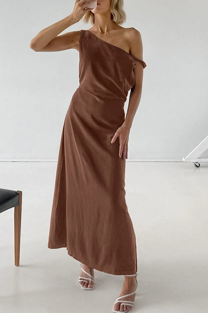 Irregular Oblique Collar One Step Skirt Dresses