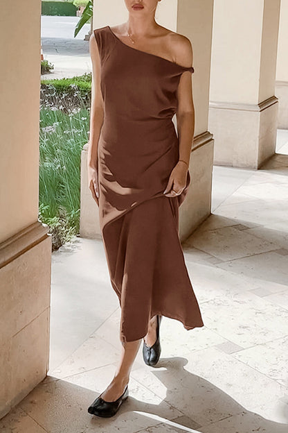 Irregular Oblique Collar One Step Skirt Dresses