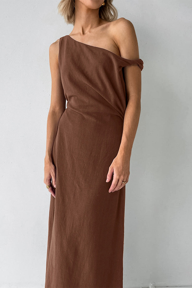 Irregular Oblique Collar One Step Skirt Dresses