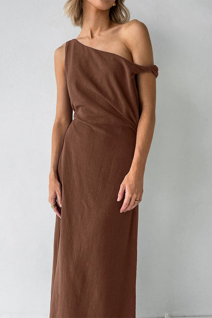 Irregular Oblique Collar One Step Skirt Dresses
