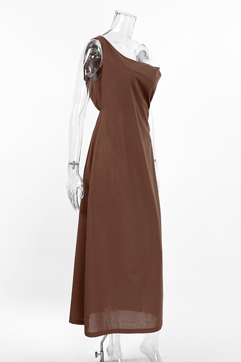 Irregular Oblique Collar One Step Skirt Dresses