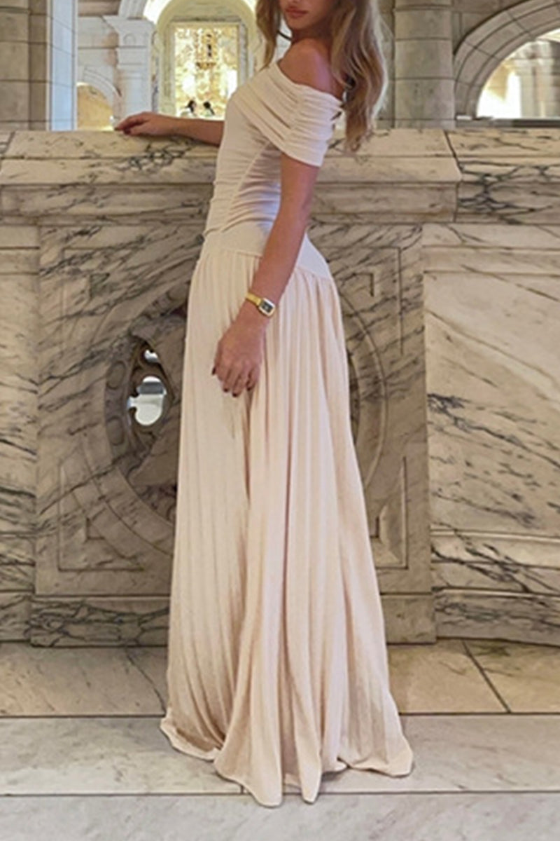 Ruched Off Shoulder Long Dresses