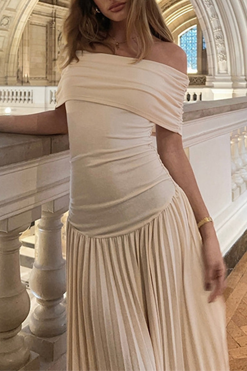 Ruched Off Shoulder Long Dresses