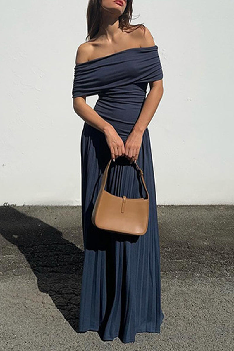 Ruched Off Shoulder Long Dresses