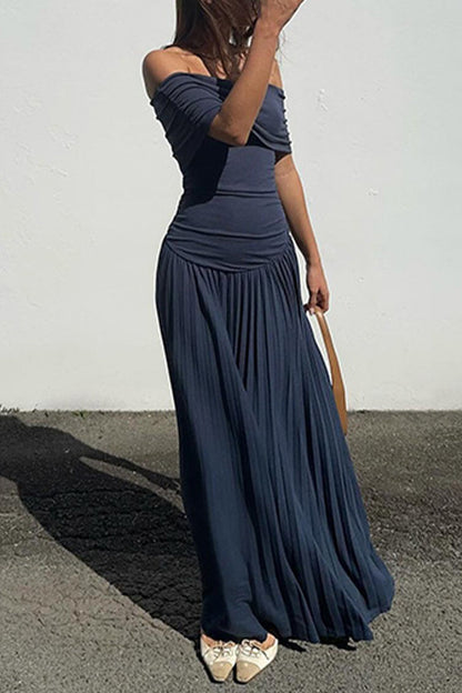 Ruched Off Shoulder Long Dresses