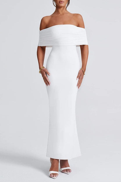 Color Backless Off Shoulder One Step Skirt Dresses