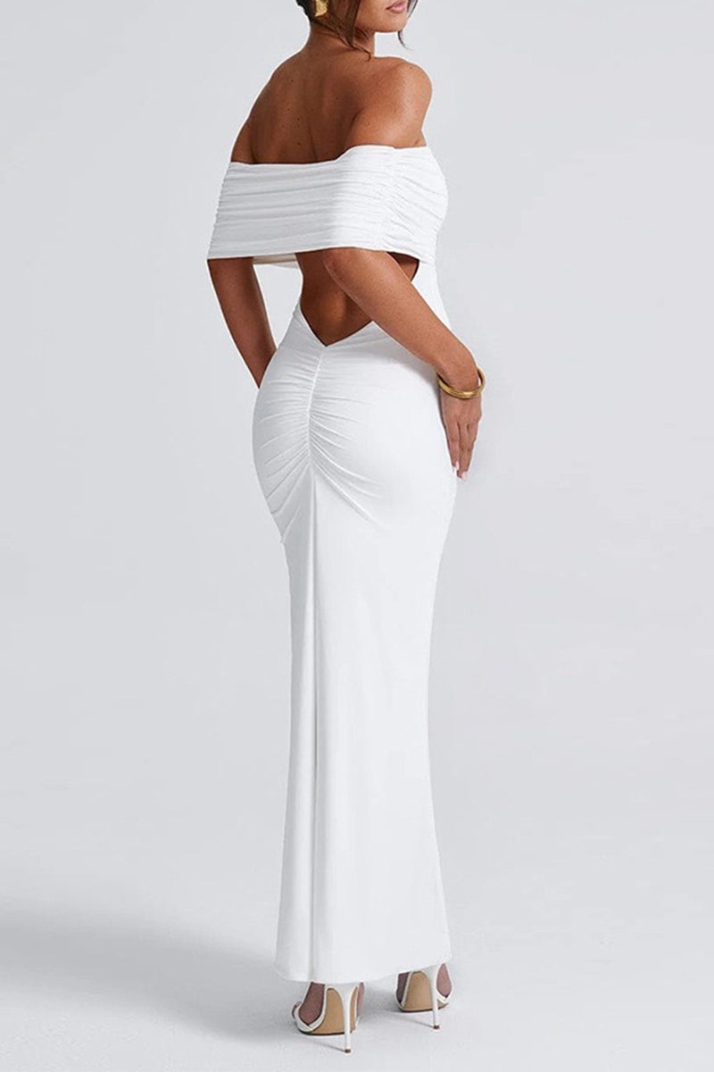 Color Backless Off Shoulder One Step Skirt Dresses
