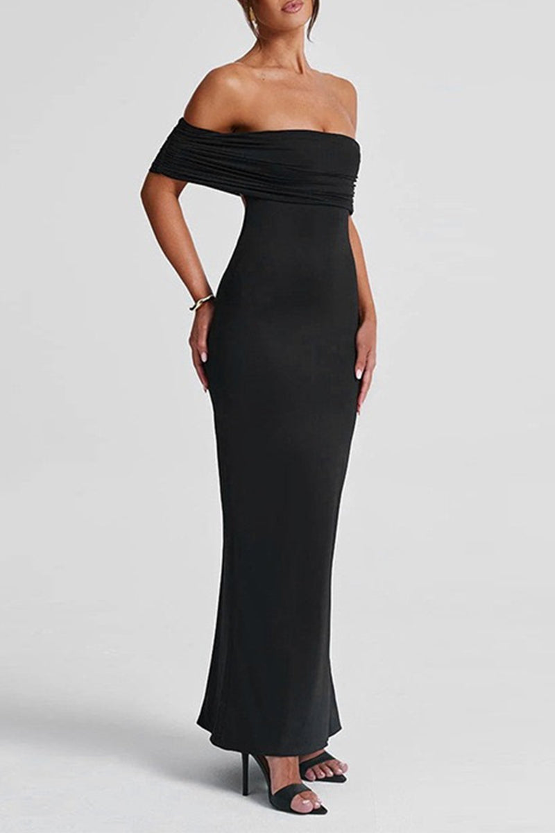 Color Backless Off Shoulder One Step Skirt Dresses