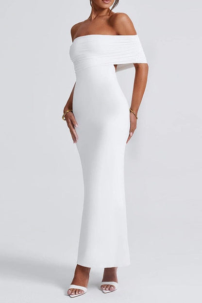 Color Backless Off Shoulder One Step Skirt Dresses
