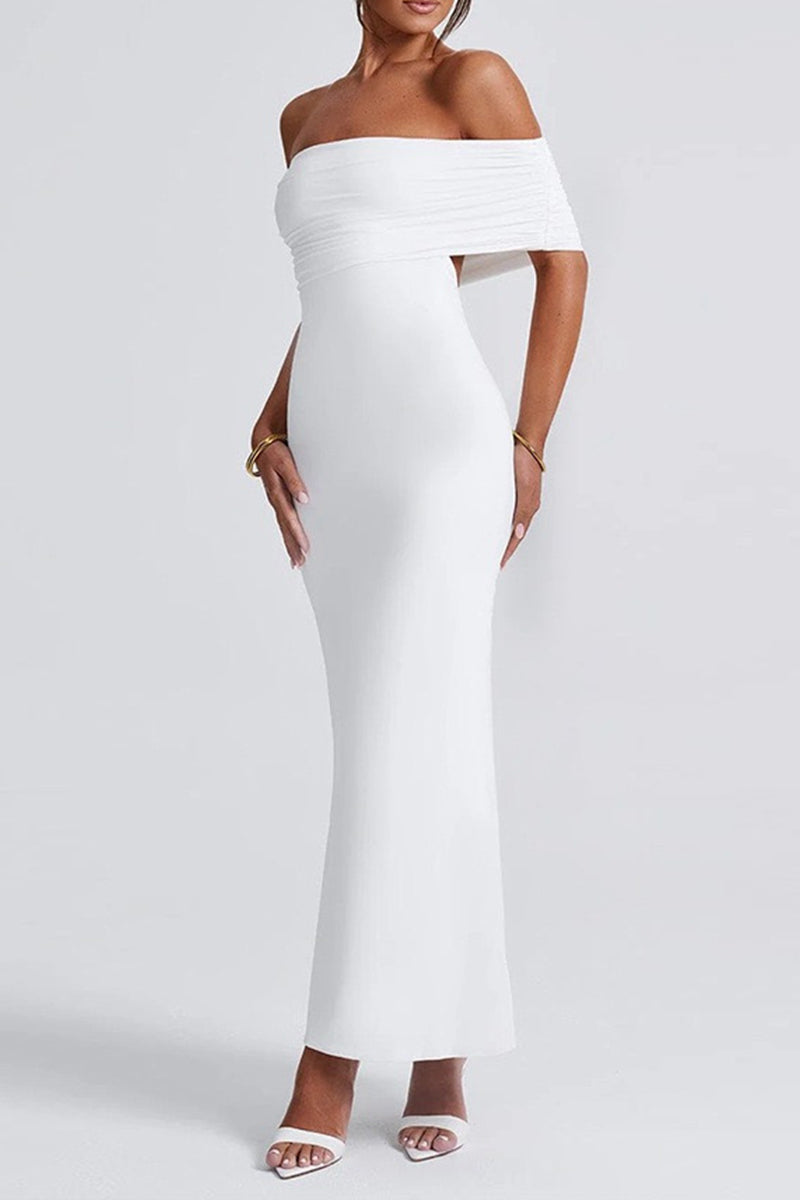Color Backless Off Shoulder One Step Skirt Dresses