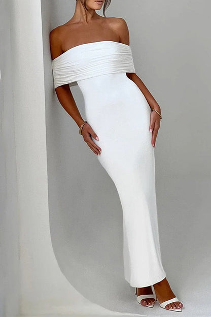 Color Backless Off Shoulder One Step Skirt Dresses