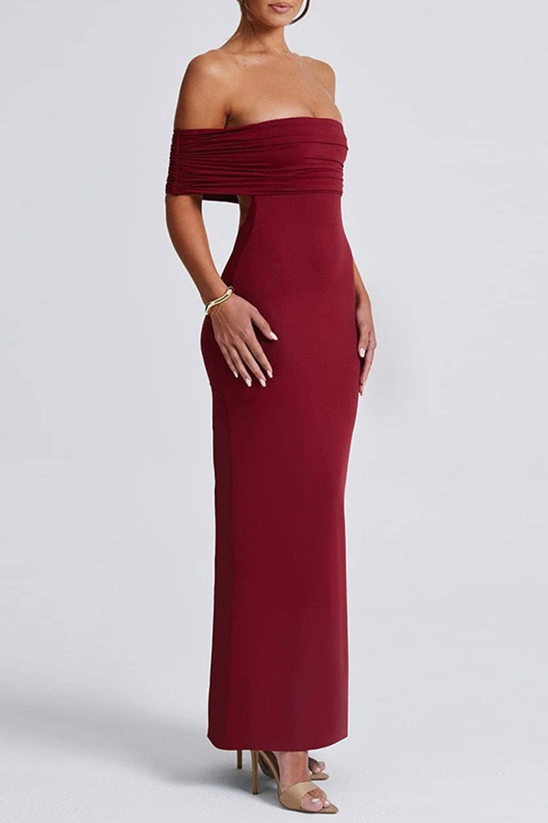 Color Backless Off Shoulder One Step Skirt Dresses