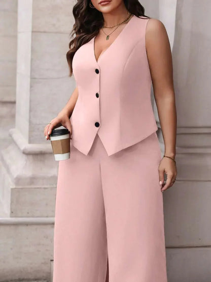 Waistcoat and Pants Suit Set Black