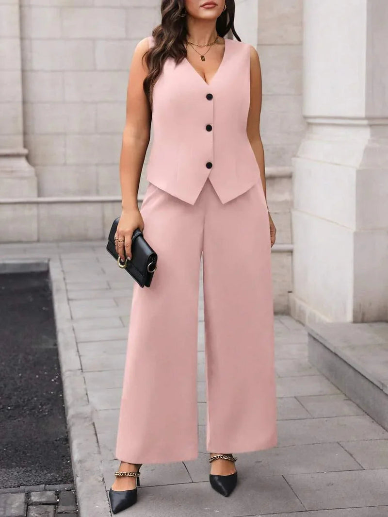 Waistcoat and Pants Suit Set Black