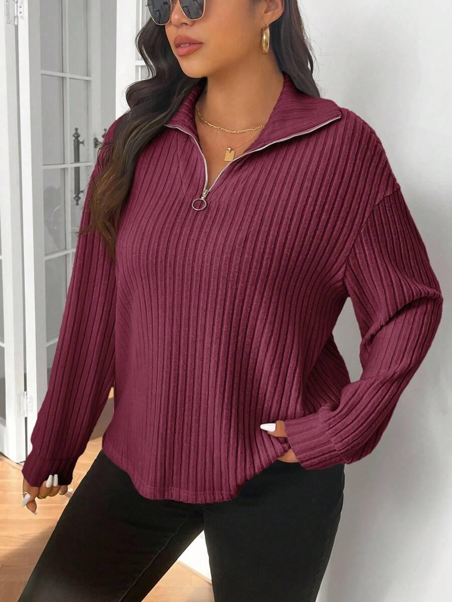 Fuzzy Collar Quarter Zip Cozy Sweater