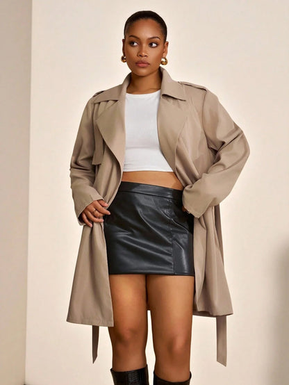 Trench Coat Two Piece Belted Beige Minimalist
