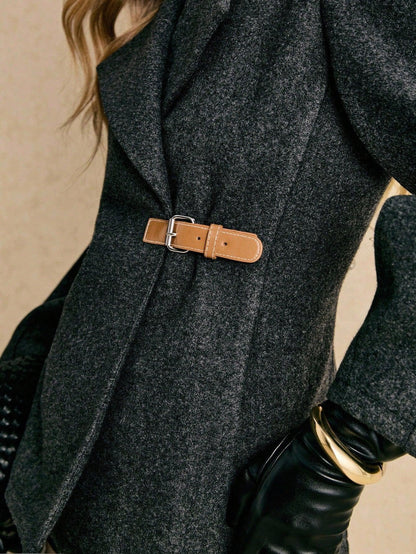 Shawl Collar Coat Cinched Waist for Warmth and Style