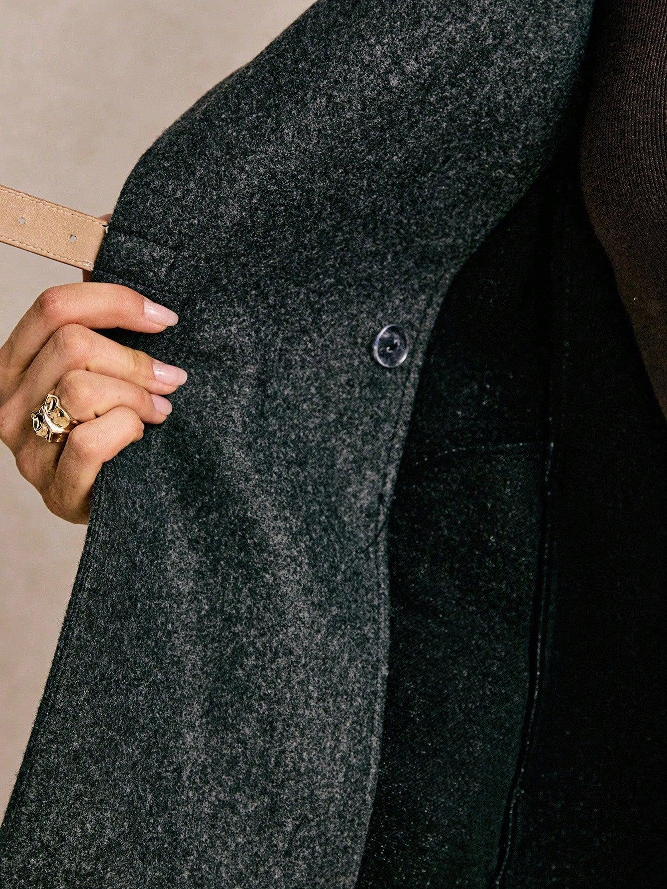 Shawl Collar Coat Cinched Waist for Warmth and Style