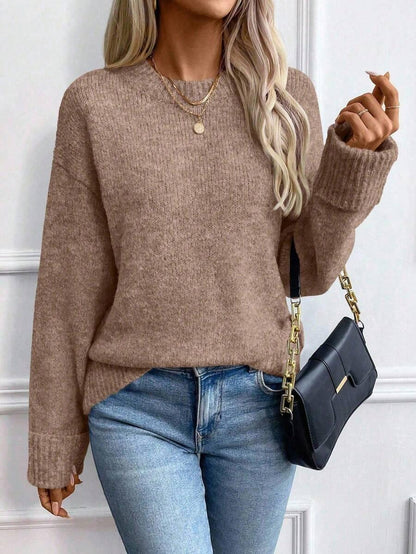 Color Long Sleeve Sweater Cozy Everyday Knit Pullover