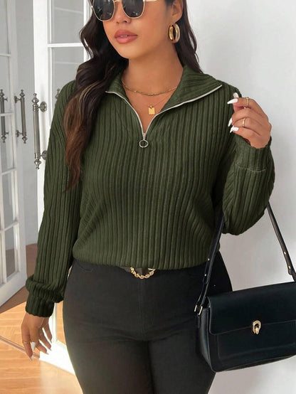 Fuzzy Collar Quarter Zip Cozy Sweater