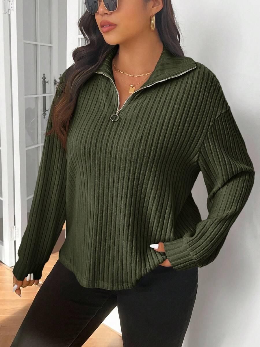 Fuzzy Collar Quarter Zip Cozy Sweater