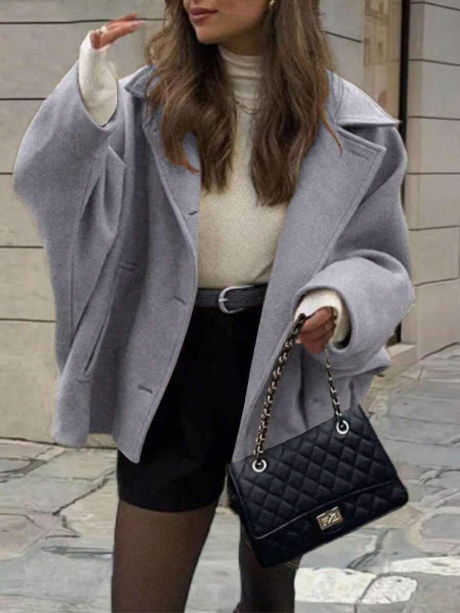 Wool Coat With Pocket Front Button Timeless Style