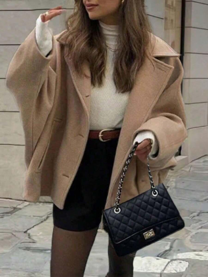 Wool Coat With Pocket Front Button Timeless Style