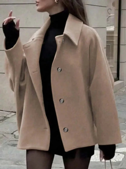 Wool Coat With Pocket Front Button Timeless Style
