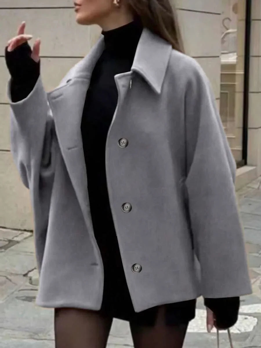 Wool Coat With Pocket Front Button Timeless Style
