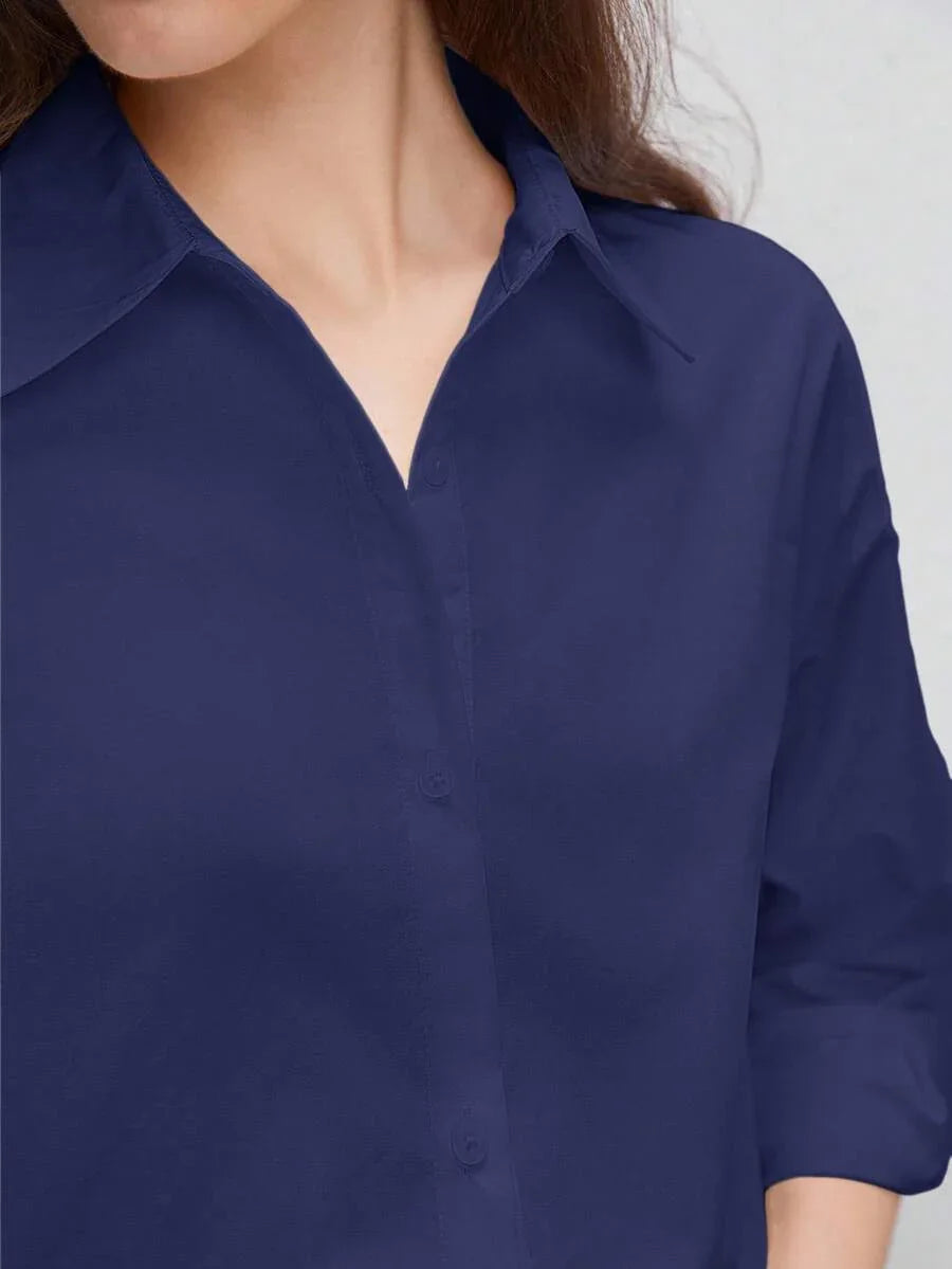 Turndown Collar Cardigan for Effortless Office Wear