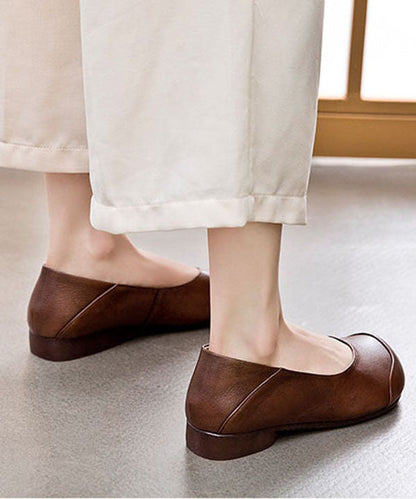 Soft Cowhide Leather Flat Shoes for Splicing Flat Feet Shoes