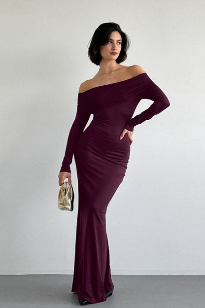 Off-the-shoulder Bodycon Maxi Dress