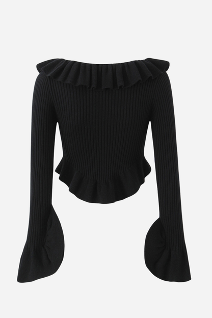 Long Sleeve Ruffle Knit Cardigan