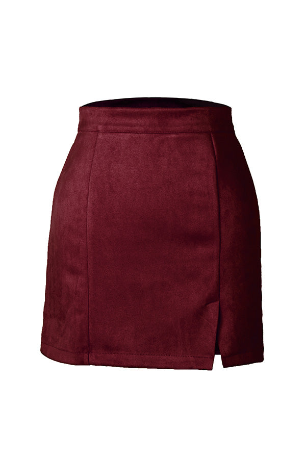 High-waist Zipper Autumn and Winter A-line Color Skirt