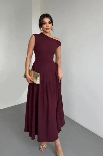 Light and Two-tone Pleated Maxi Dress