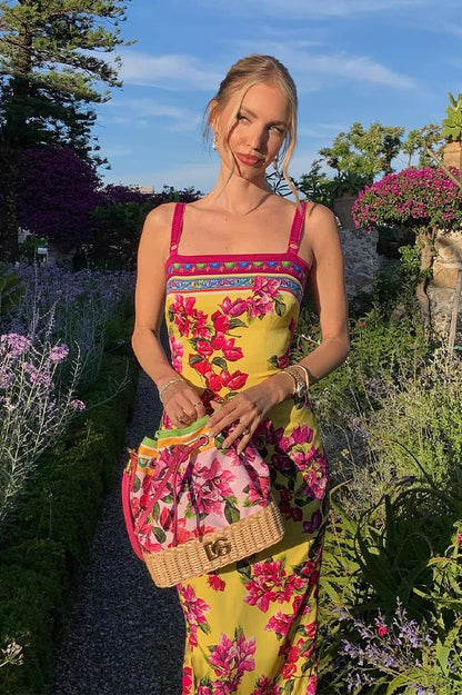Print Slim Cami Midi Dress