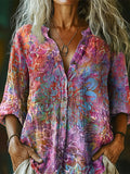 Women's Hippie Art Painting Print Long Sleeve Shirt